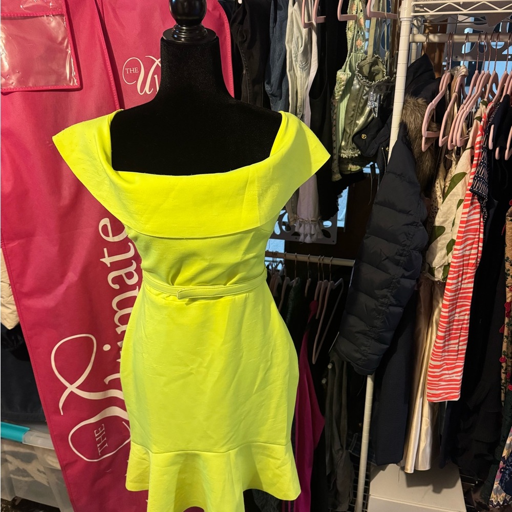 Neon Yellow Off-Shoulder Dress
